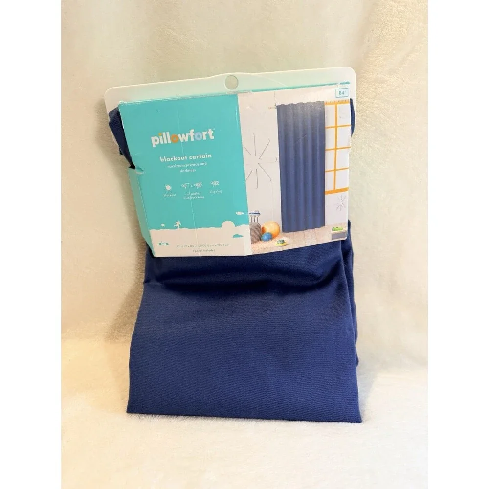 Pillowfort™ Blackout Twill Solid Kids Window Curtain Panel Navy 42